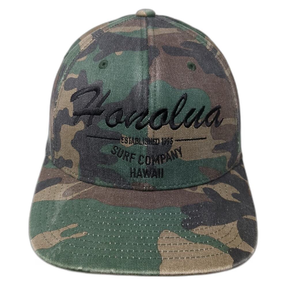 Honolua Surf Co Hawaii Camo Flexfit Hat Green Brown Black Baseball Cap M Yupoong